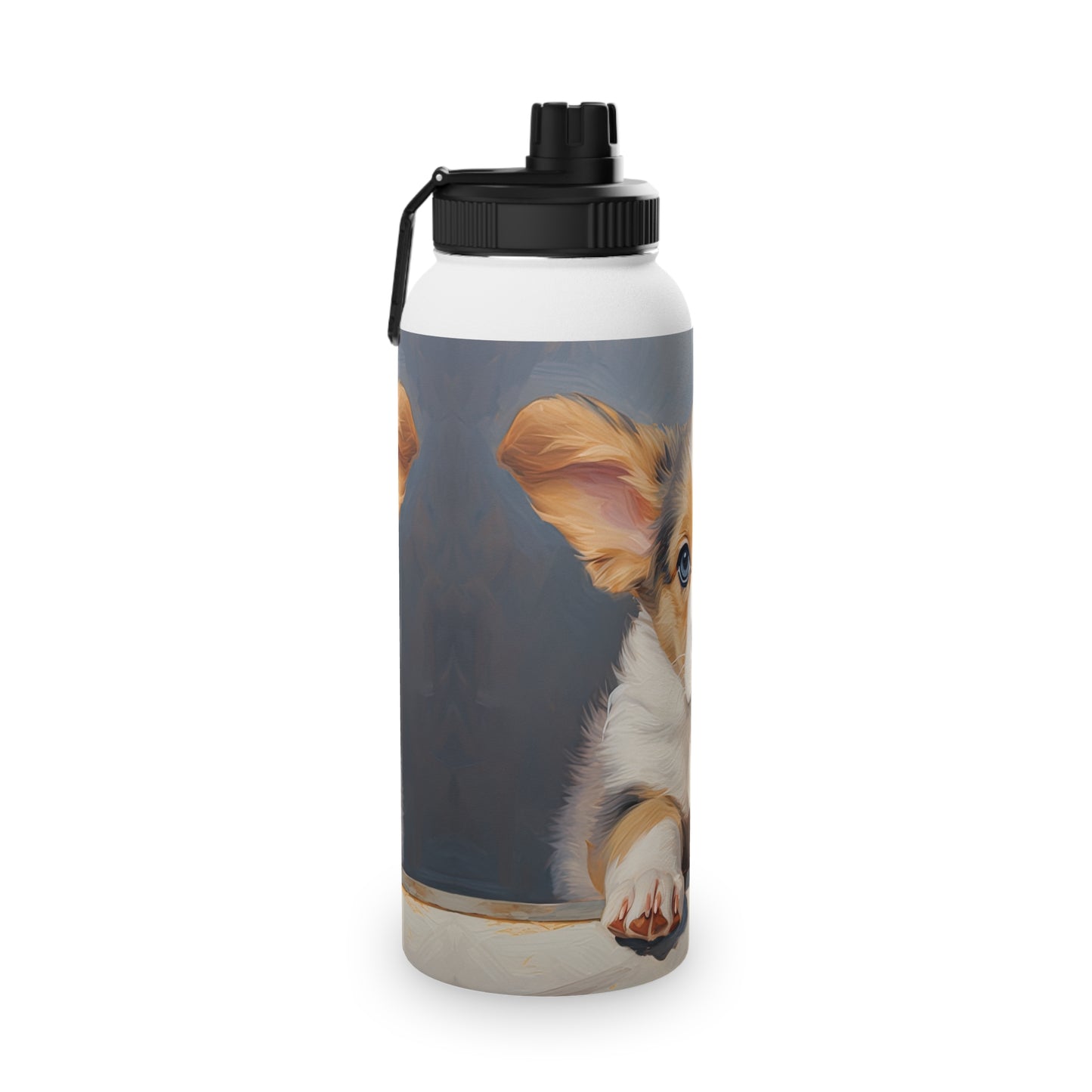 Puppy Portrait - Water Bottle with Sport Lid