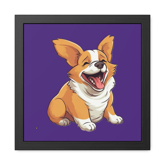 Jolly Jiggling Animated Corgi Exclusive Framed Print