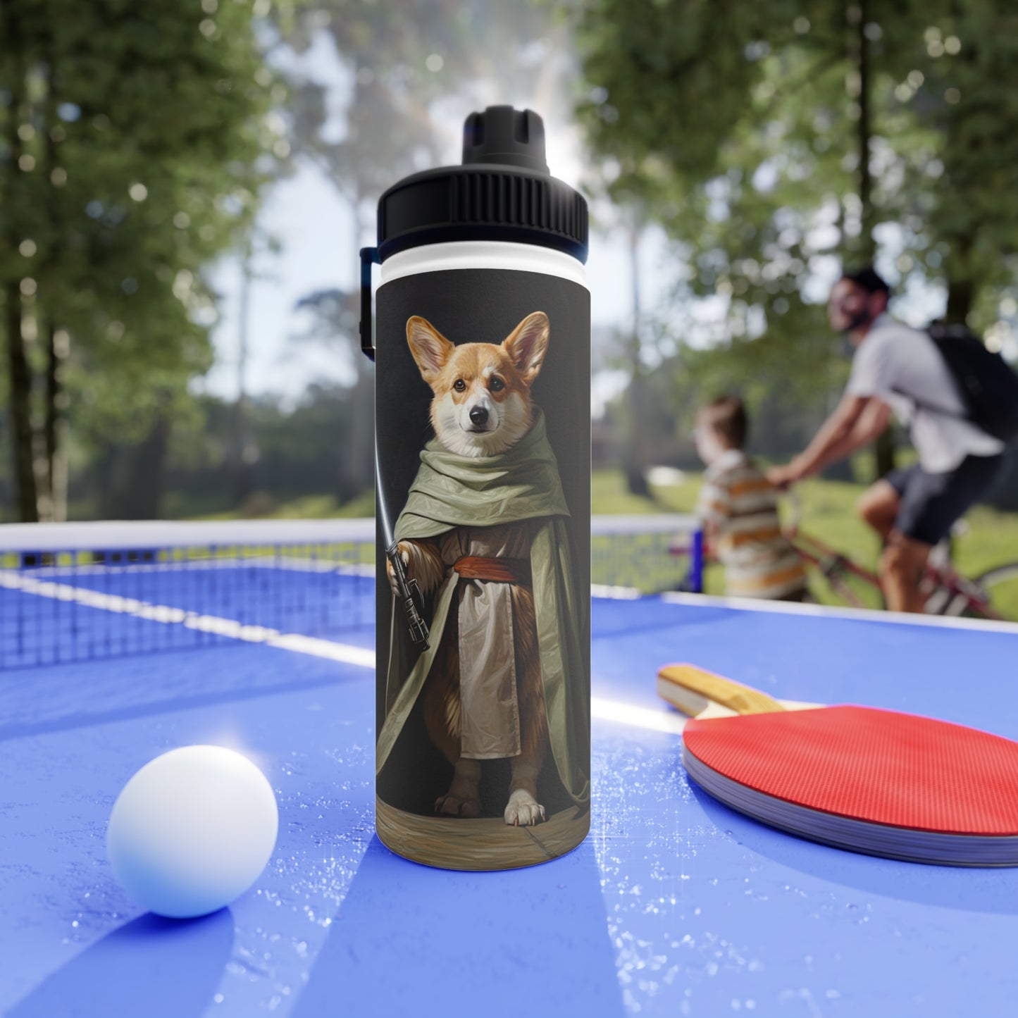 Jedi Corgi - Water Bottle with Sport Lid