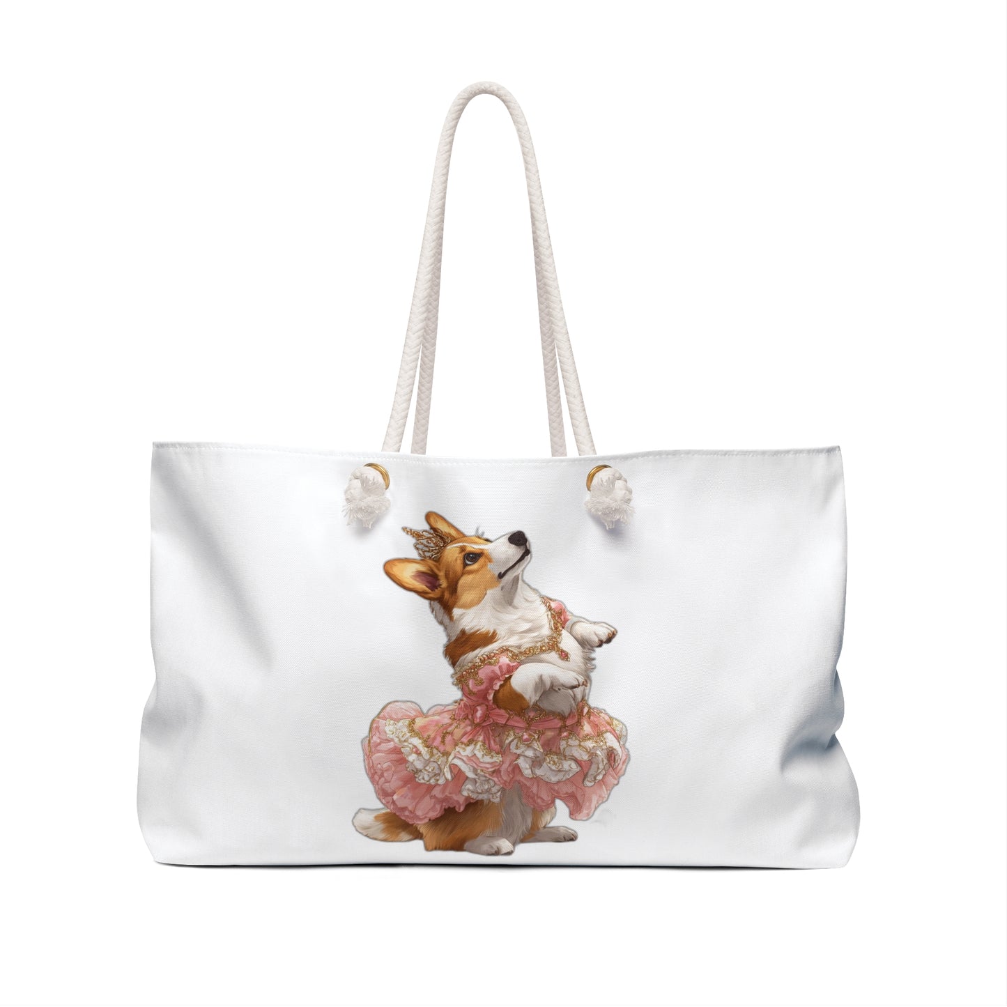 Princess Corgi Royal Weekender Beach Bag – Monarch Themed Corgi Travel Tote