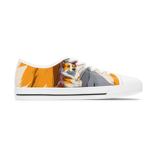 Boss Dog Corgi Artistic Portrait Casual Canvas Multicolor Design Women's Low Top Sneakers