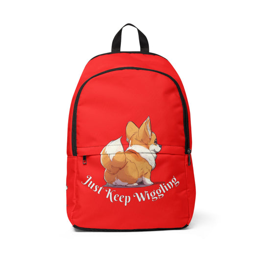 Just Keep Wiggling Corgi Backpack — Red Corgi Rucksack