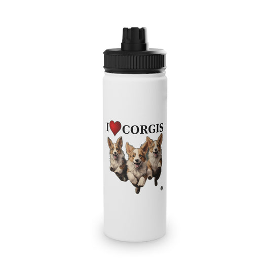 I Heart Corgis - Water Bottle with Sport Lid