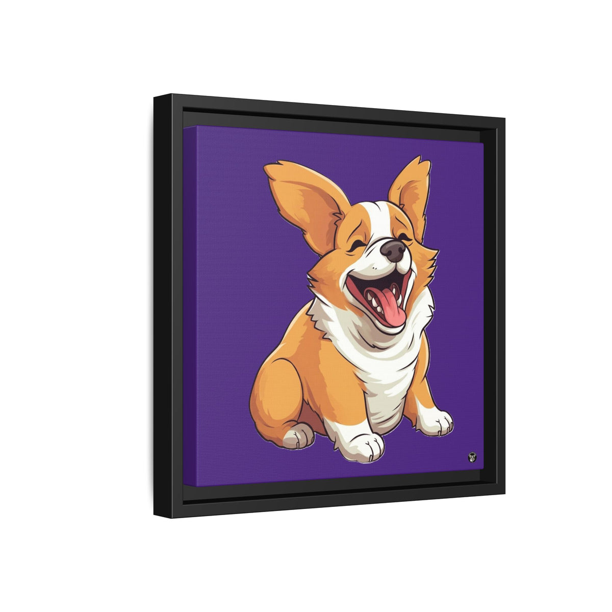 Jolly Jiggling Animated Corgi on Canvas - Exclusive Framed Print