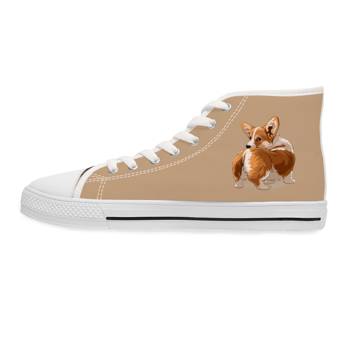 Butt What? Talk To The Butt Contemptuous Corgi Women's High Top Casual Tan Canvas Sneakers