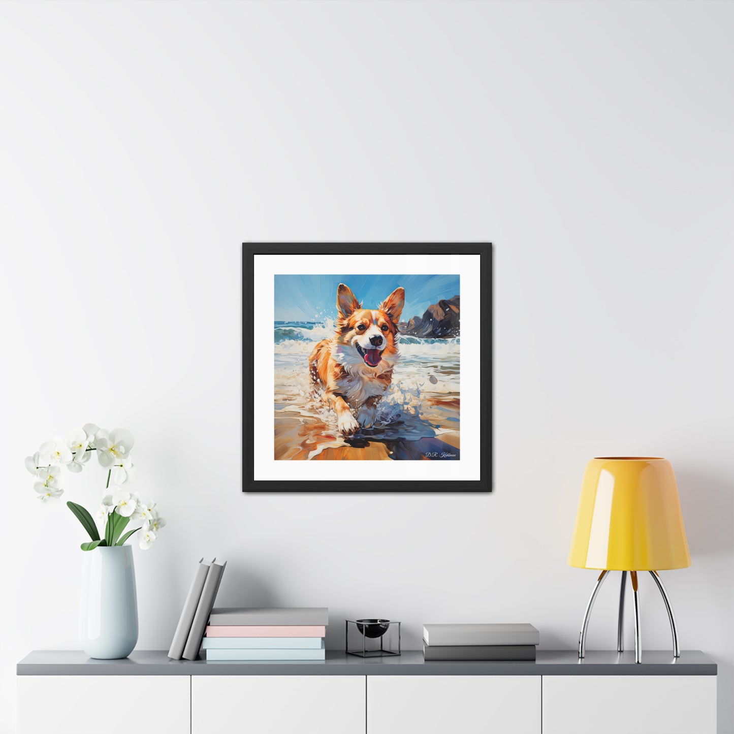 Impression encadrée Corgi côtier
