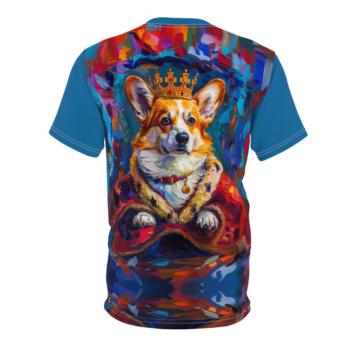 King of the Corgis Unisex Bold Designer Tee - Royalty on Regal Cerulean