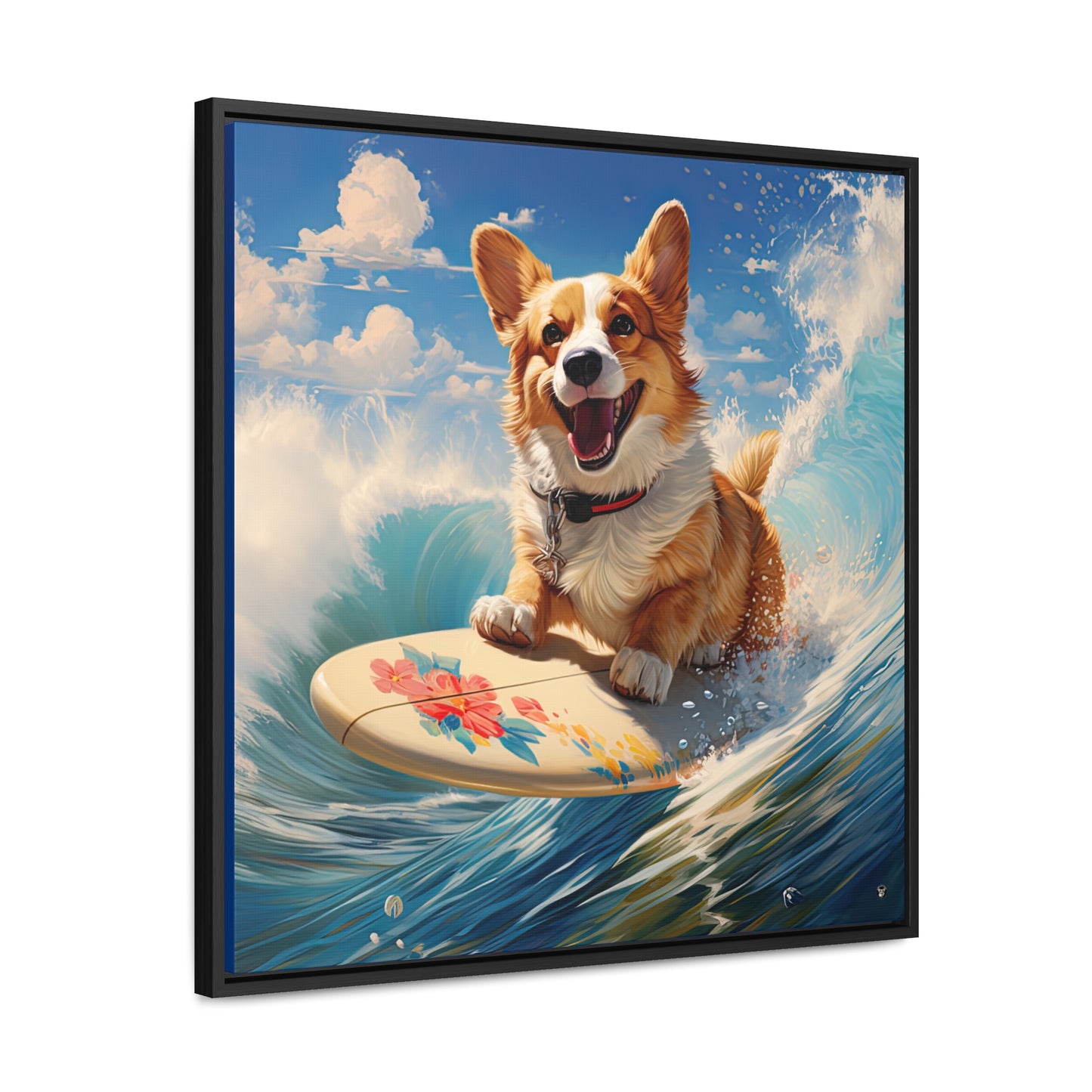 Cowabunga Corgi - Framed on Canvas