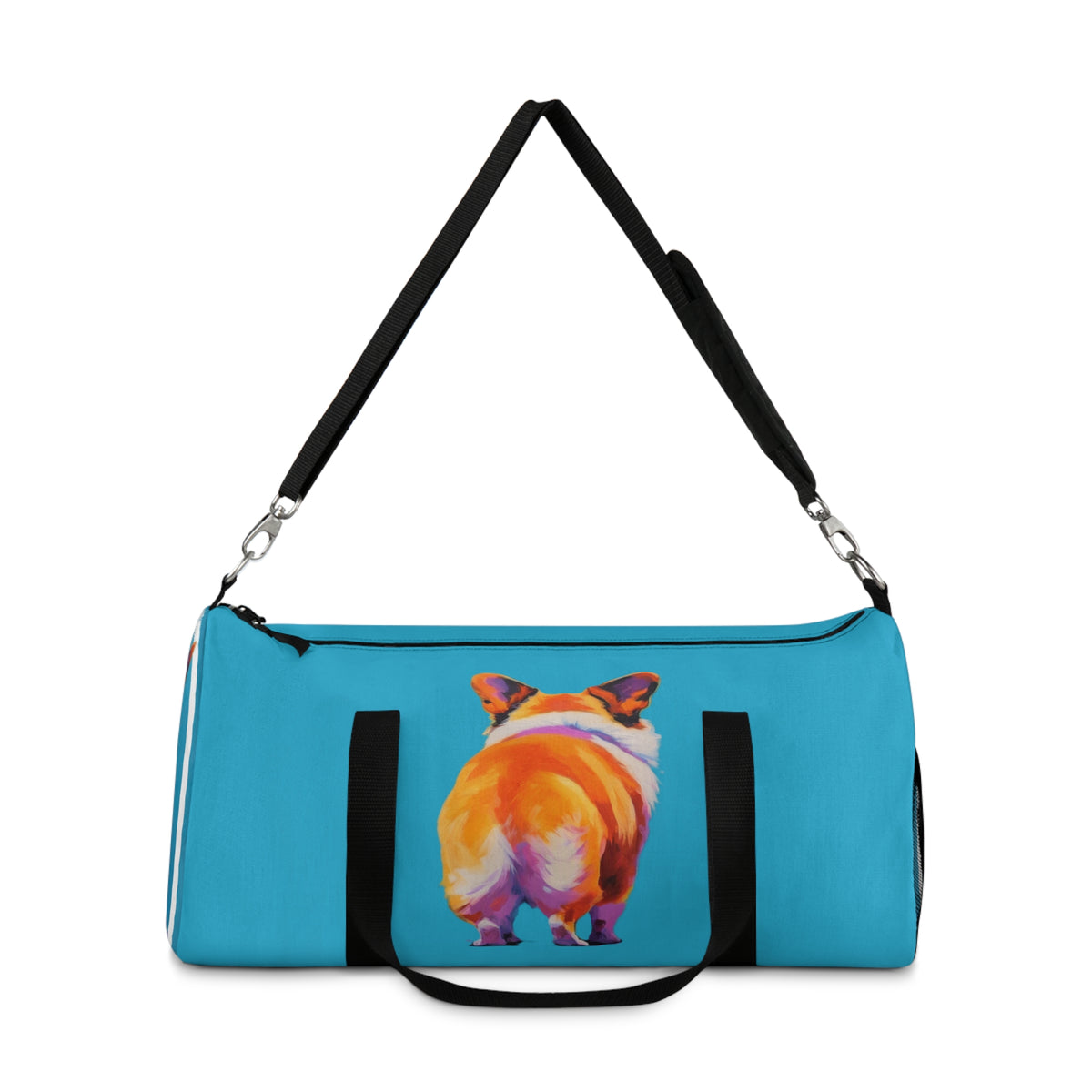 Corgi Butt Artistic Portrait Duffel Bag - Fun Blue Corgi Travel Gym Bag