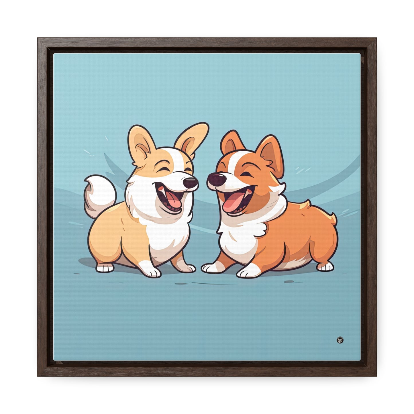Corgi Couple - Framed on Canvas