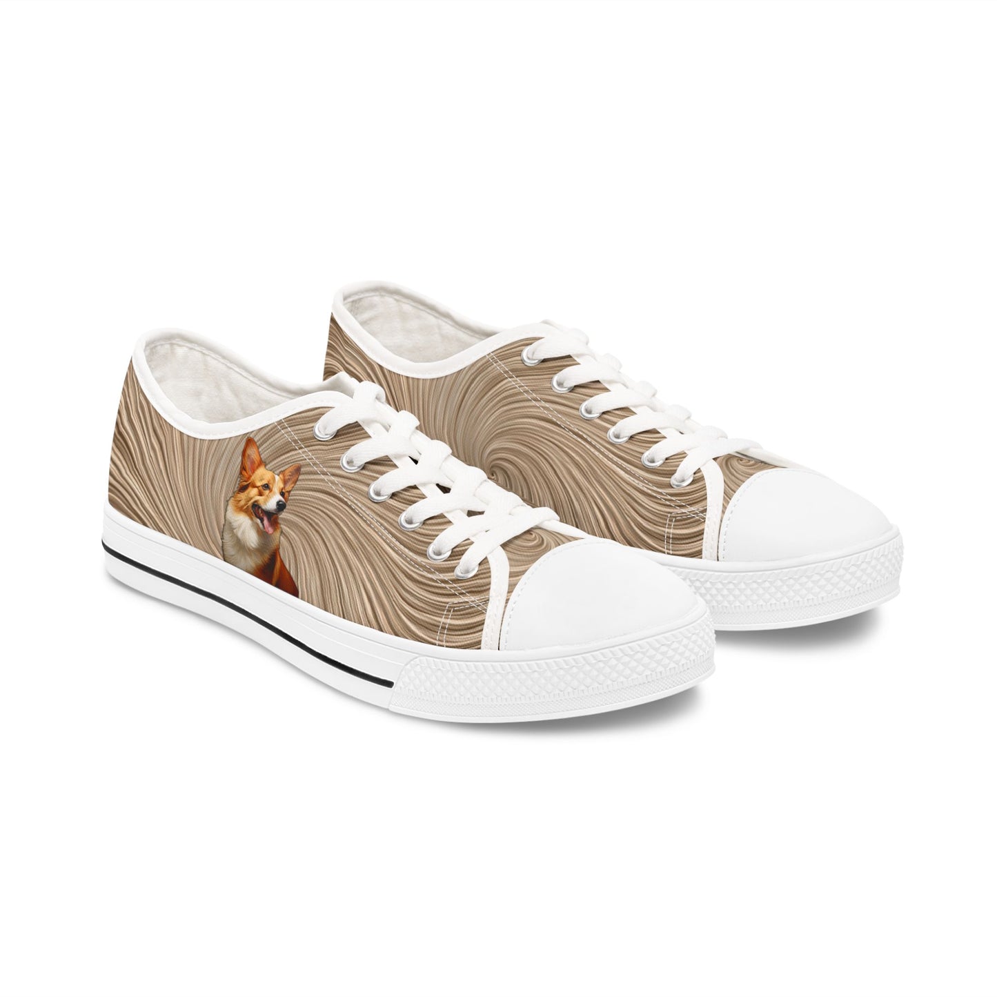 Pembroke Portrait Swirling Tan Women's Low Top Casual Canvas Sneakers