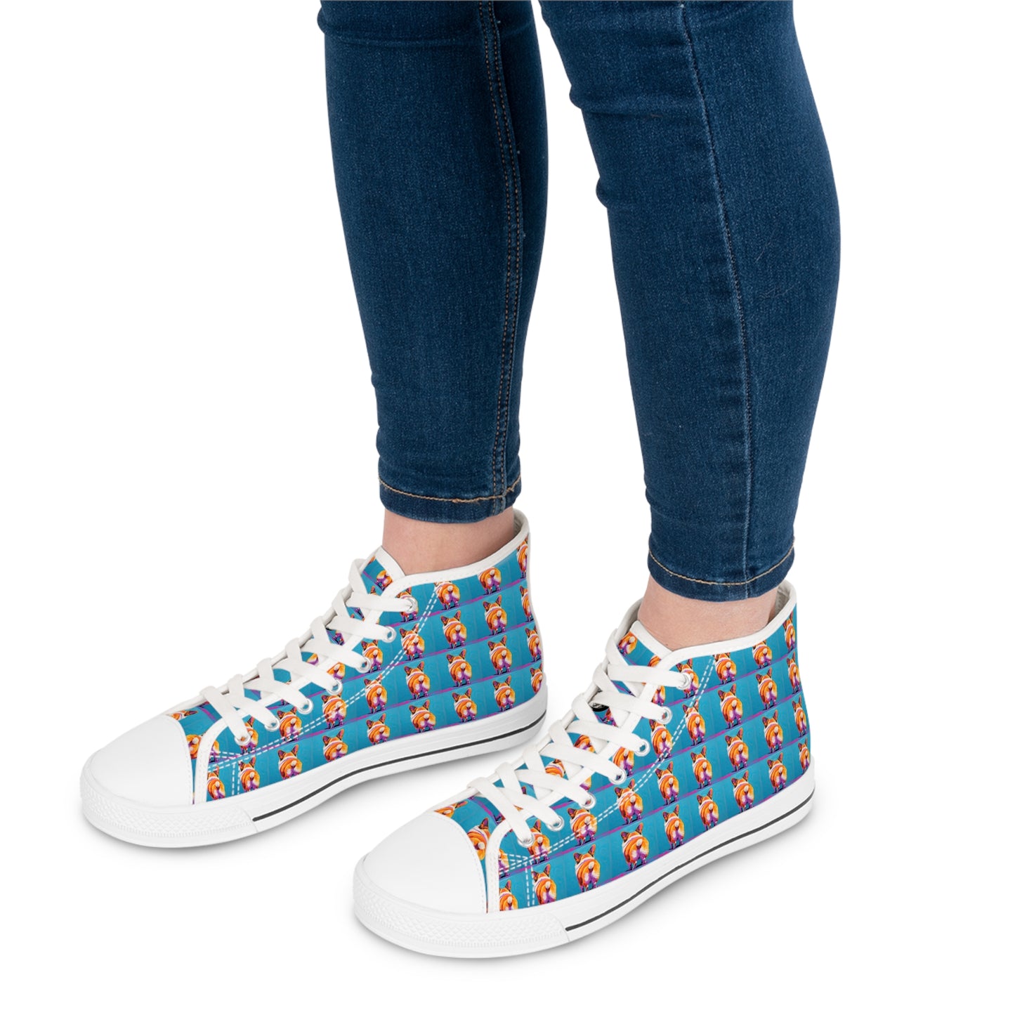 Corgi Butt Mosaic Pattern Women's High Top Casual Canvas Sneakers