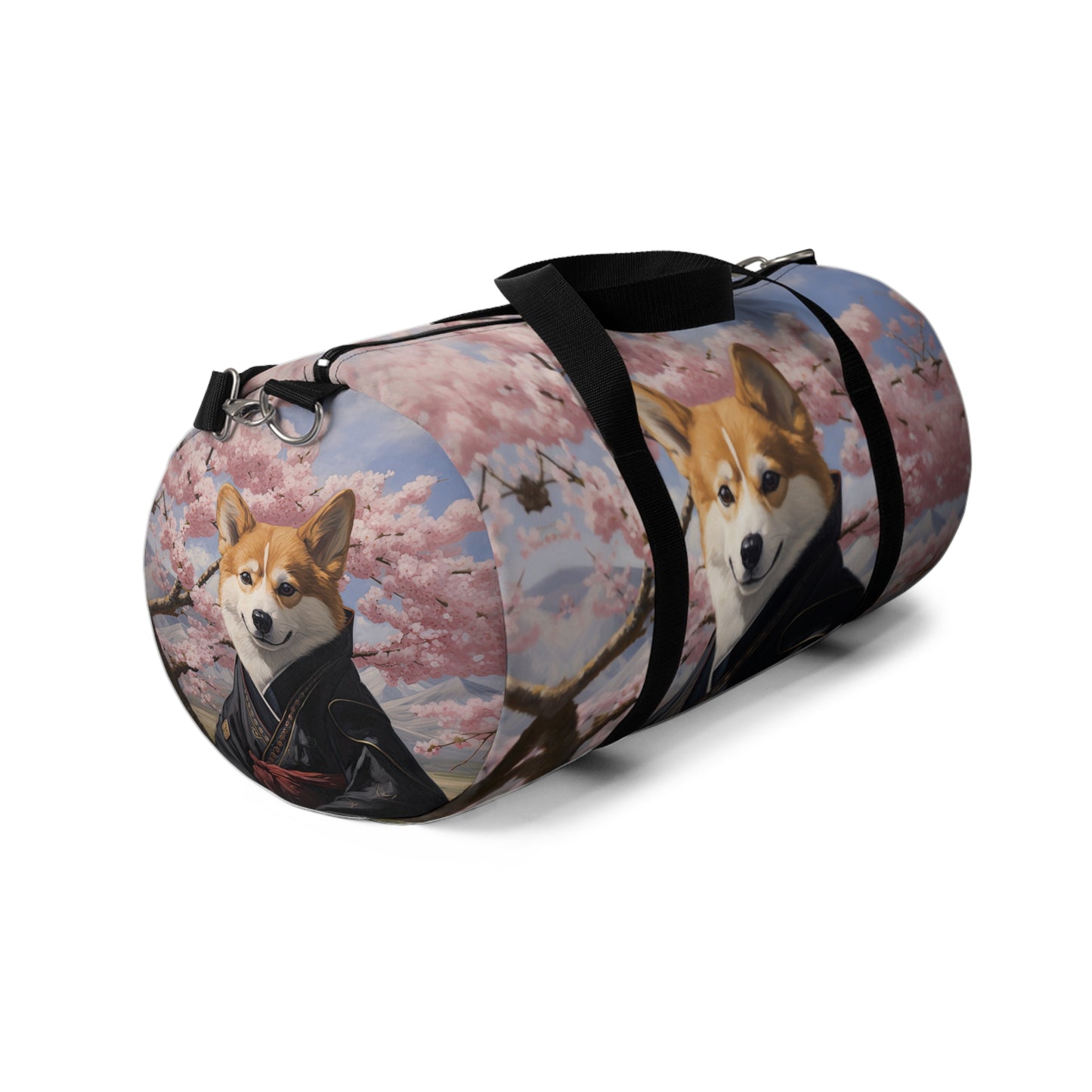 Samurai Corgi Cherry Blossom Duffel Bag - Japanese Theme Travel Gym Bag