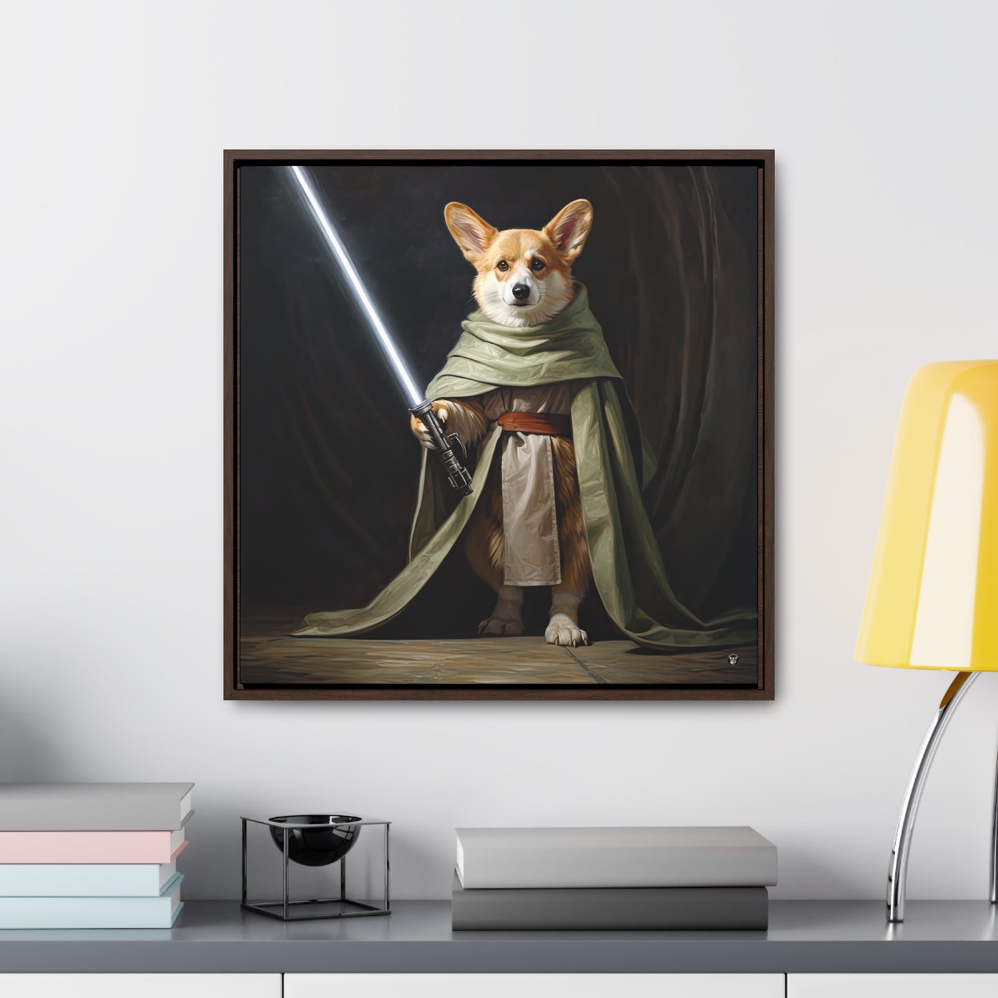 Jedi Corgi - Framed on Canvas