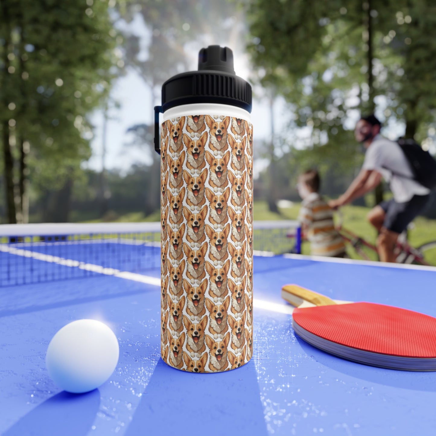 Corgi Cuteness Mosaic - Water Bottle with Sport Lid