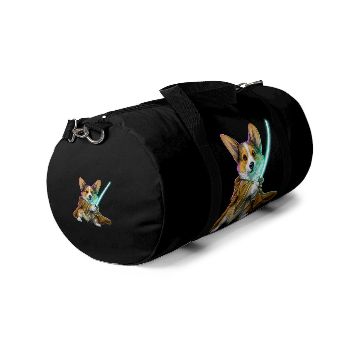 Little Light Knight Corgi Star Warrior Duffel Bag - Black Corgi Fighter Travel Gym Bag