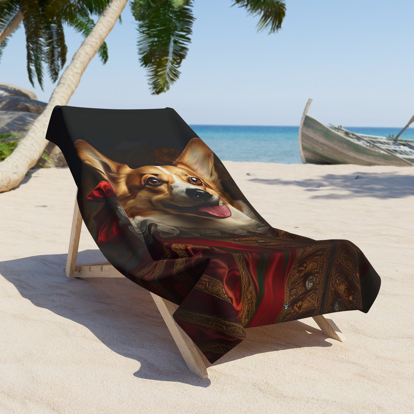 Renaissance Corgi - Beach Towel