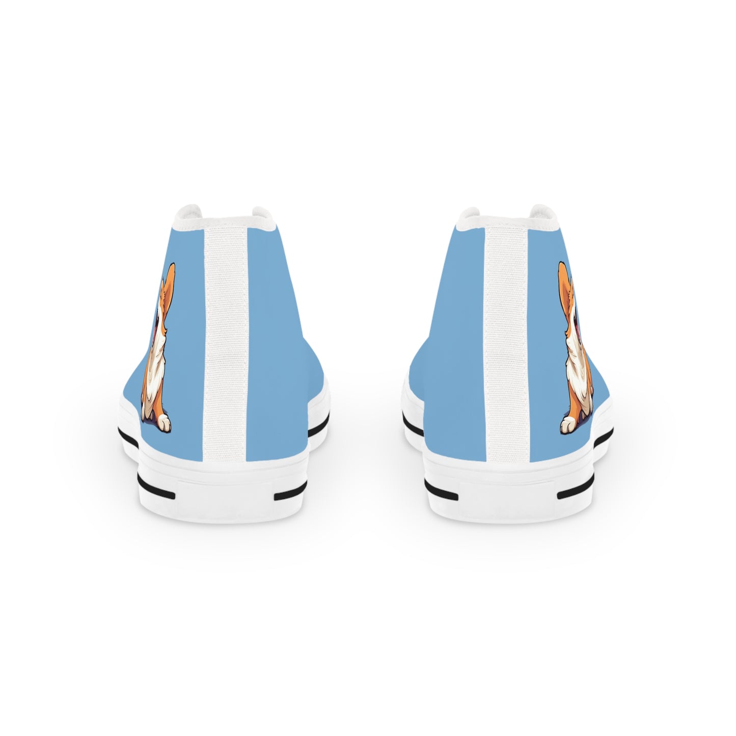 Comical Corgi All Smiles Men's High Top Casual Carolina Blue Canvas Sneakers