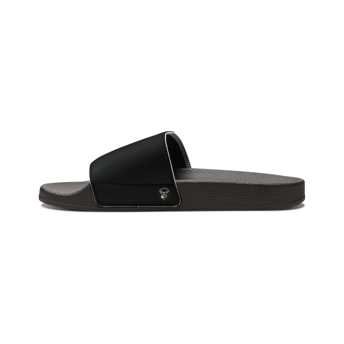 Renaissance Corgi in a Ruff Artistic Historic Women's Casual Black Slide Sandals - Pool & Beach Slides