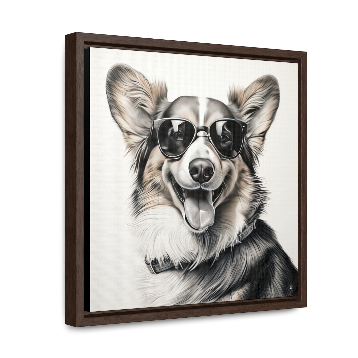 Corgi Cool - Framed on Canvas