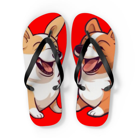 Best Mates Smiling Corgis Unisex Flip Flops — Cool Corgi Themed Sandals for the Beach, Pool, or Anywhere