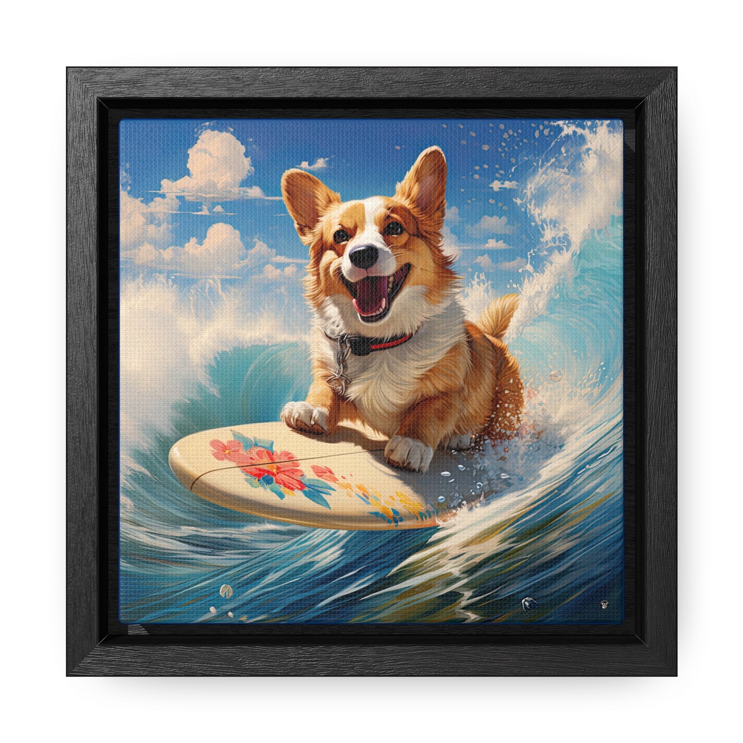 Cowabunga Corgi - Framed on Canvas