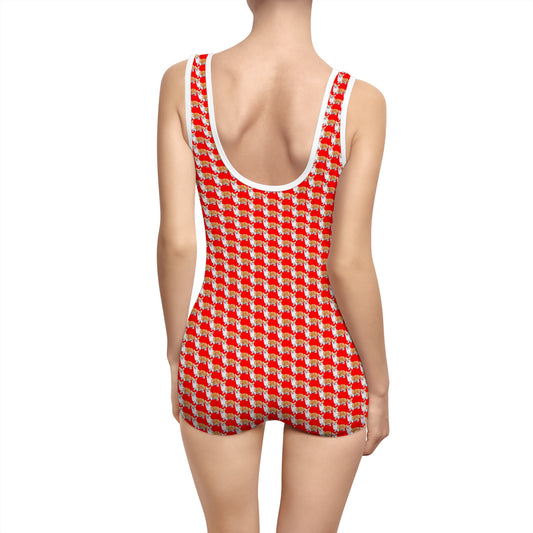 Best In Show Vintage One-Piece Swimsuit - Red Corgi Bathing Suit