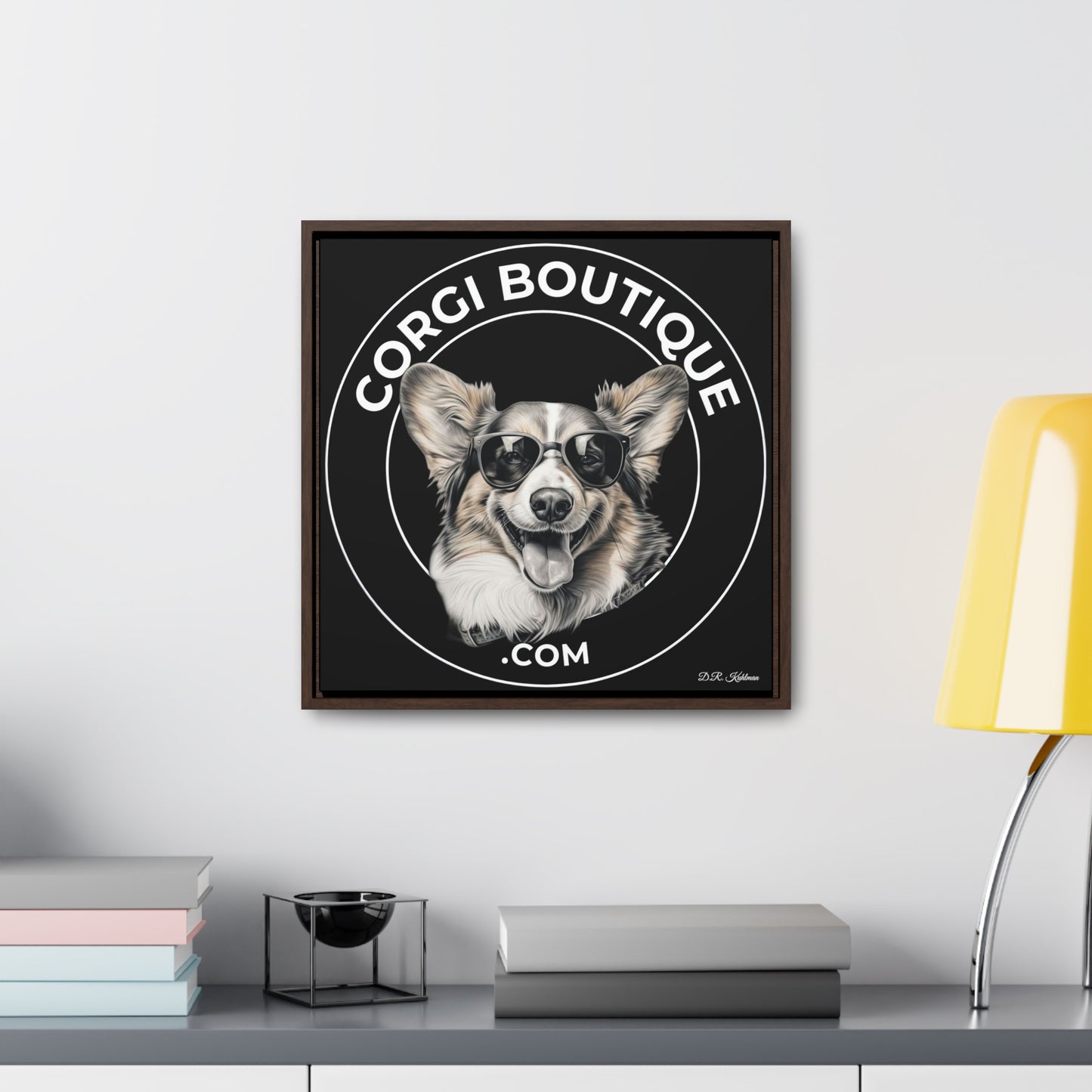 Corgi Boutique - Framed on Canvas