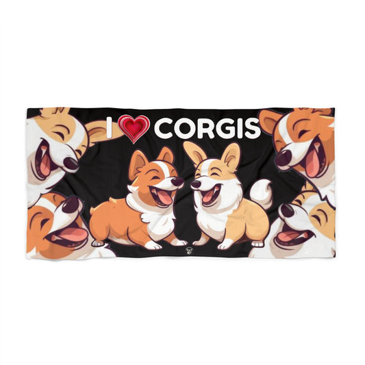 Serviette de plage Corgis "I Heart Corgis"