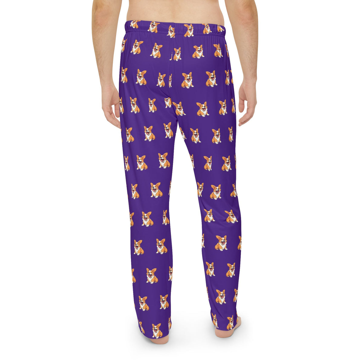 Jolly Jiggling Animated Corgi Men's Purple Lounge Pants