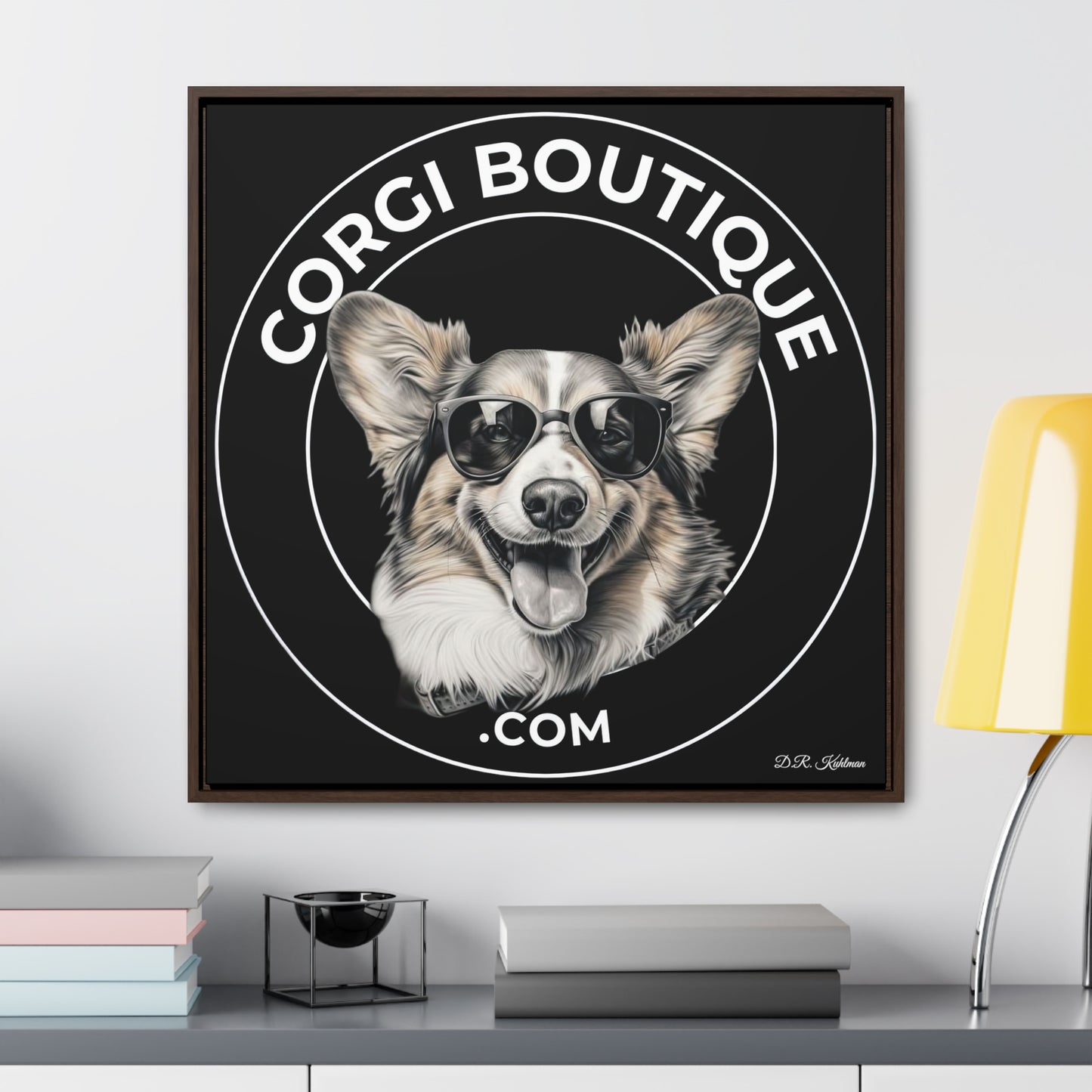 Corgi Boutique - Framed on Canvas