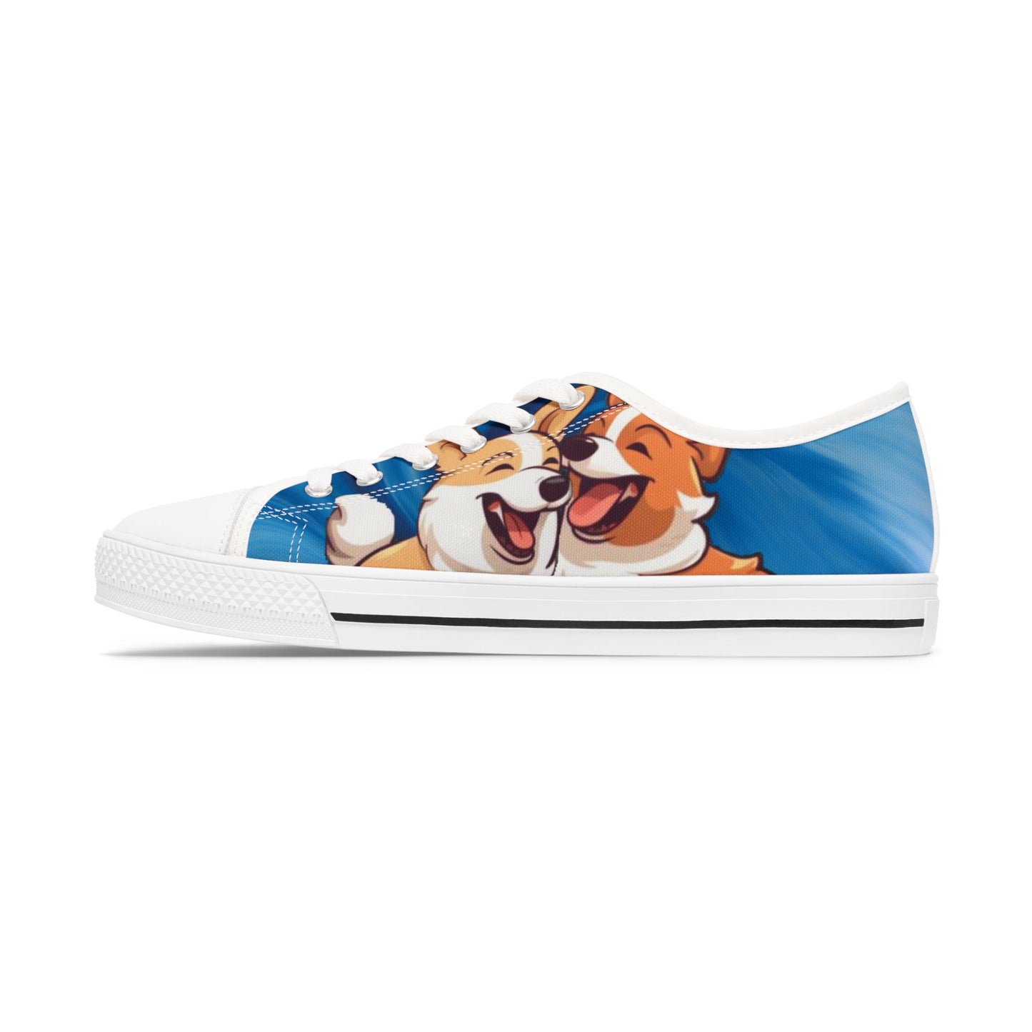Best Mates Women's Cute Cartoon Corgi Casual Canvas Carolina Blue Low Top Sneakers