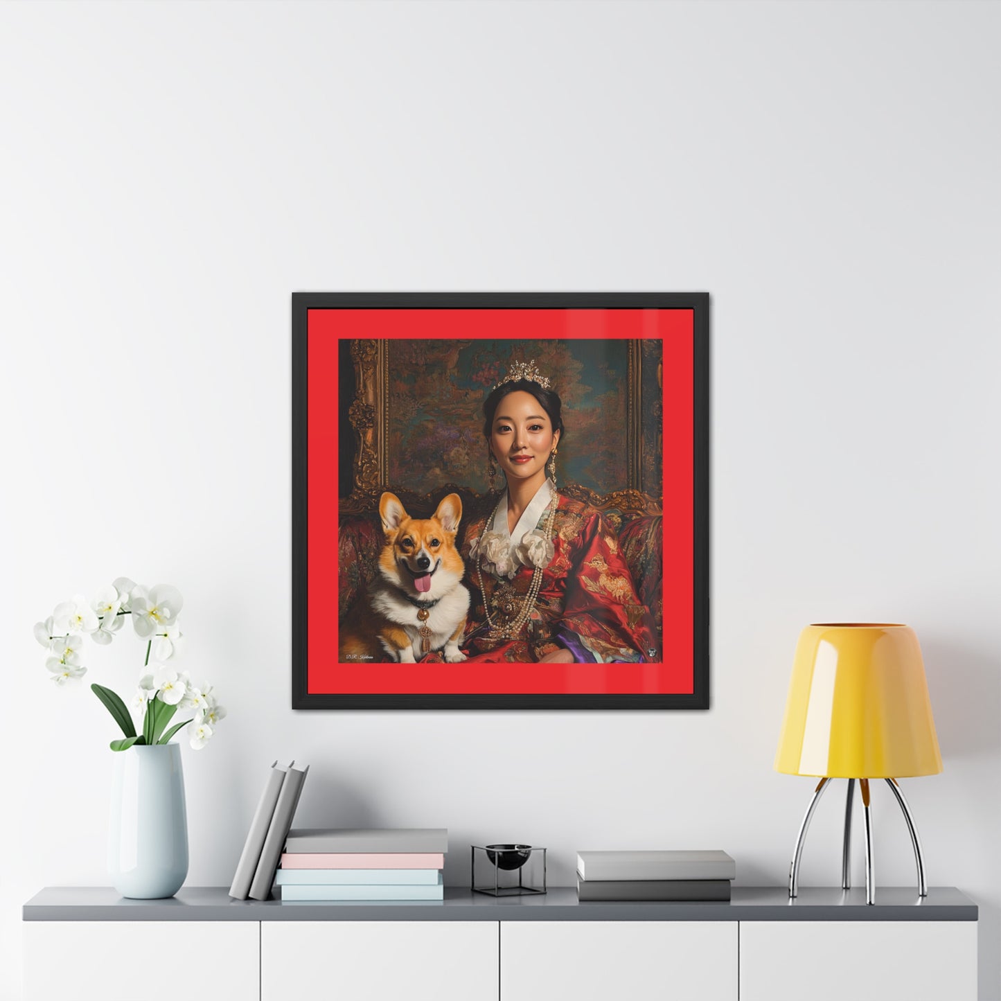 Corgi Queen Framed Print