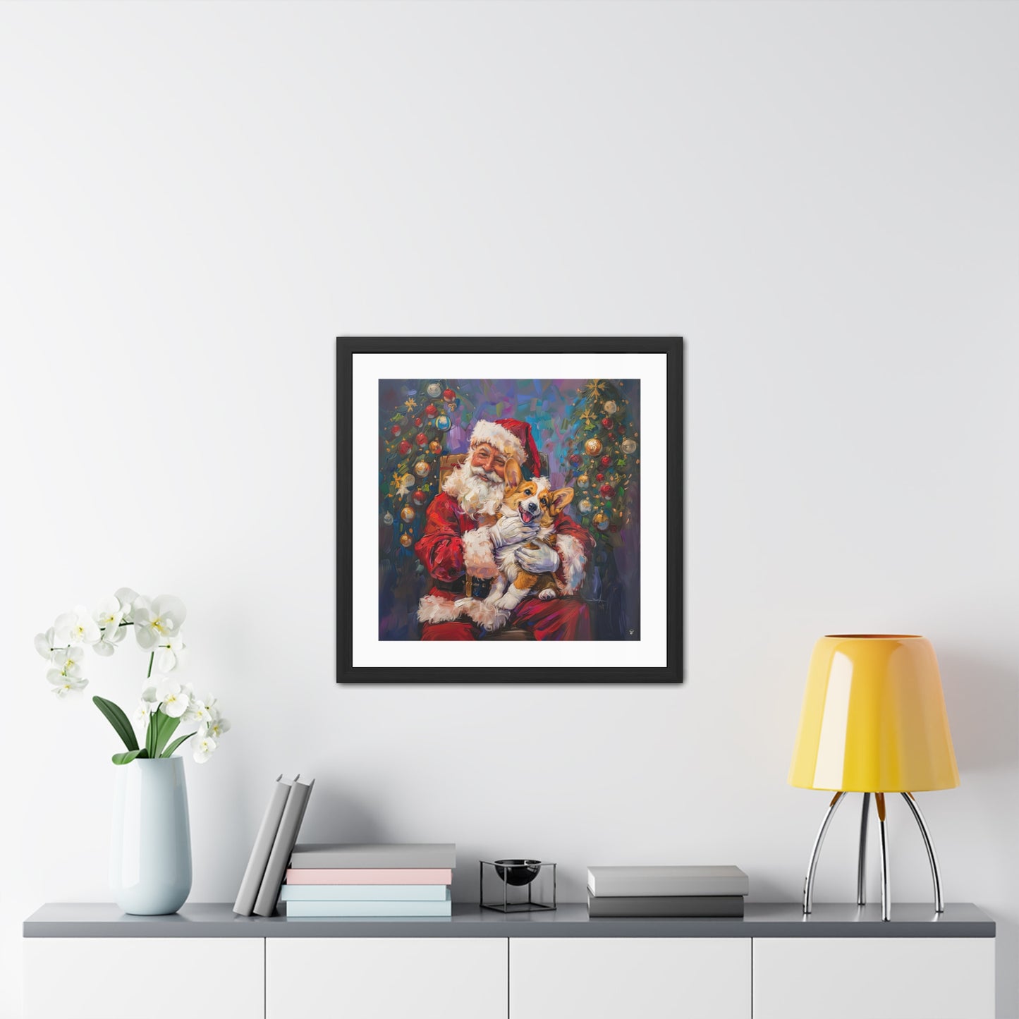 Christmas Corgi Framed Print
