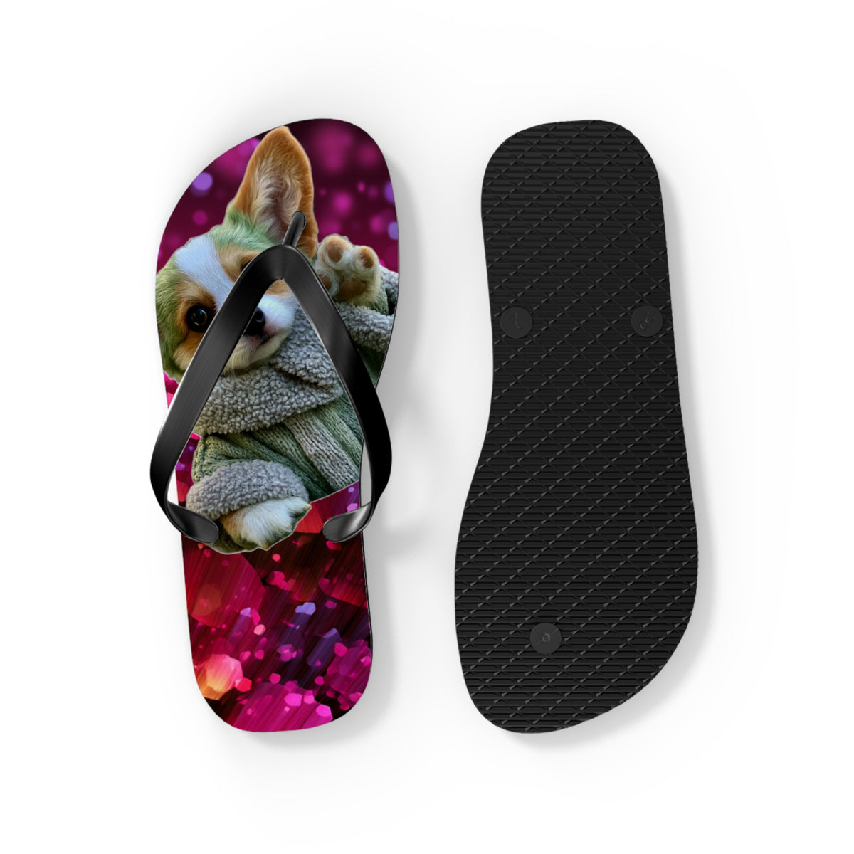 Baby Corgi Star Warrior Unisex Flip Flops — Galaxy Glitter Sandals