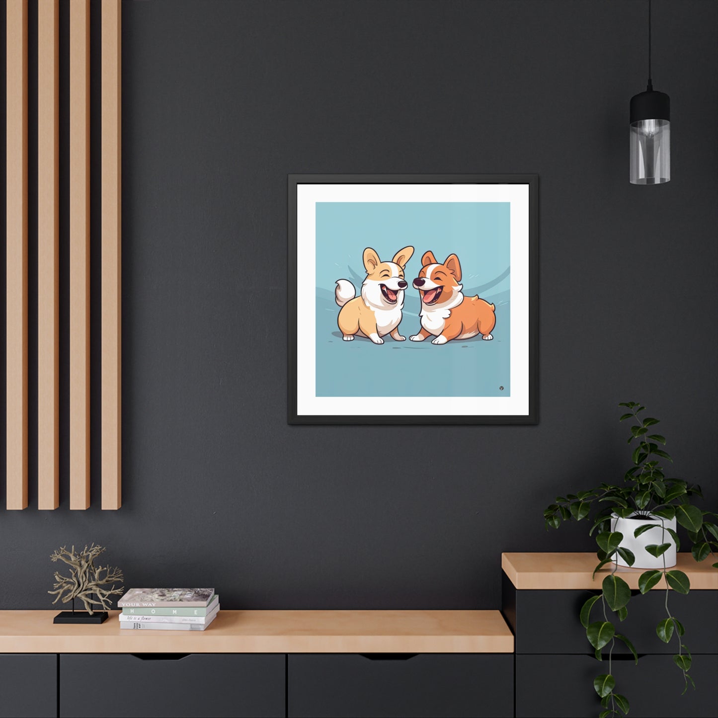 Impression encadrée "Couple de Corgis"