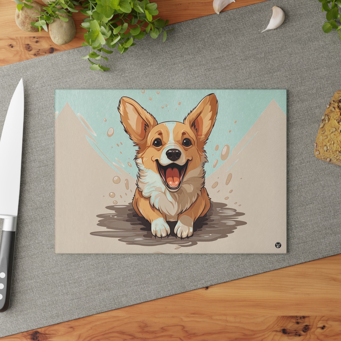 Corgi Cuteness - Glass Cutting Board