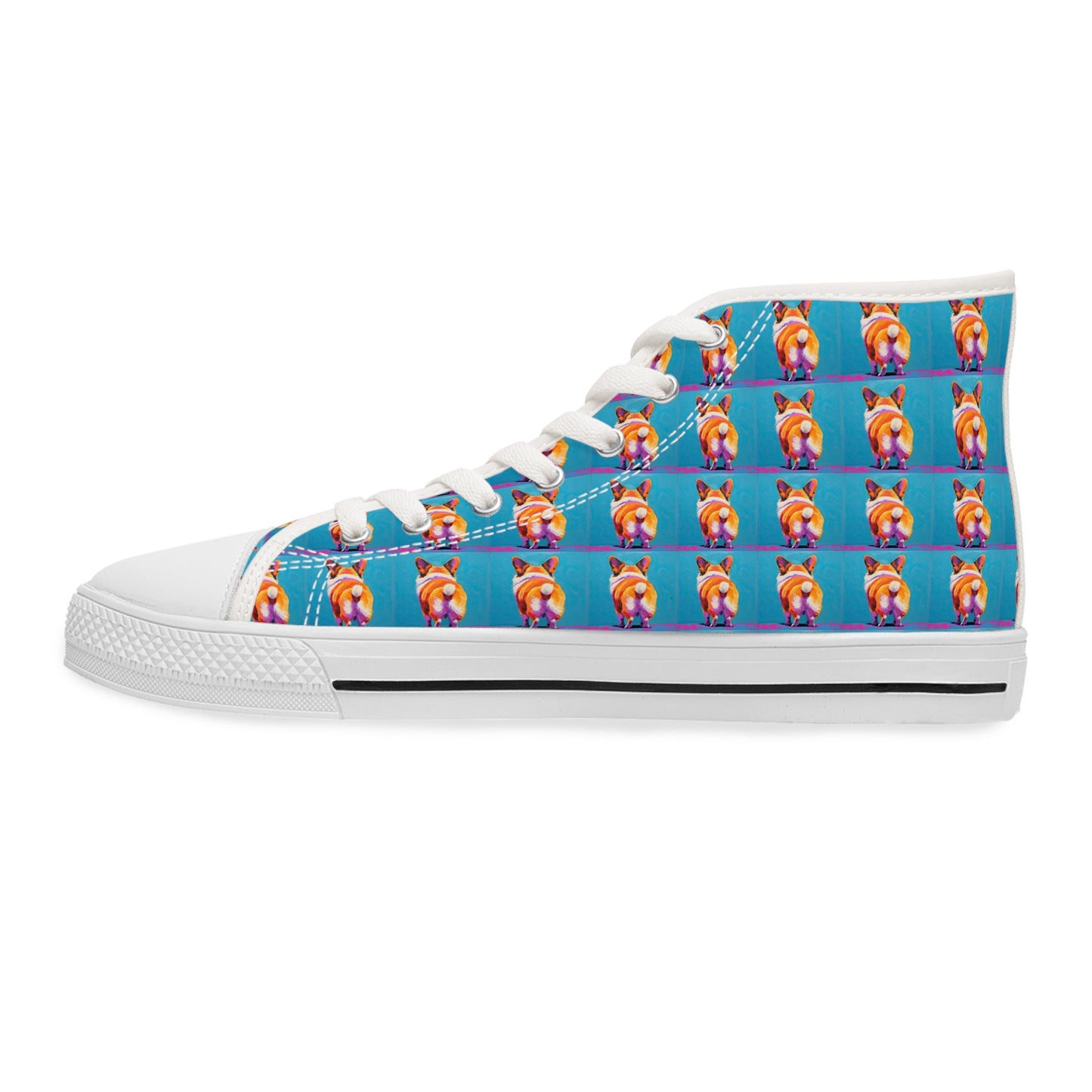 Corgi Butt Mosaic Pattern Women's High Top Casual Canvas Sneakers