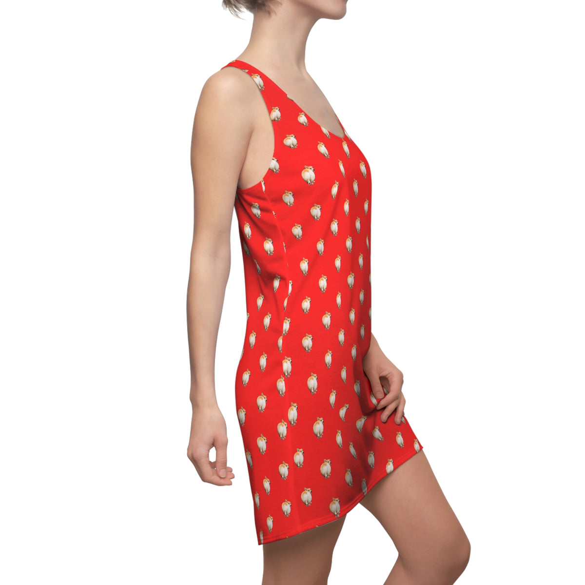 Baby Got Back - Corgi Butt Strut Racerback Sundress - Red Casual Dress