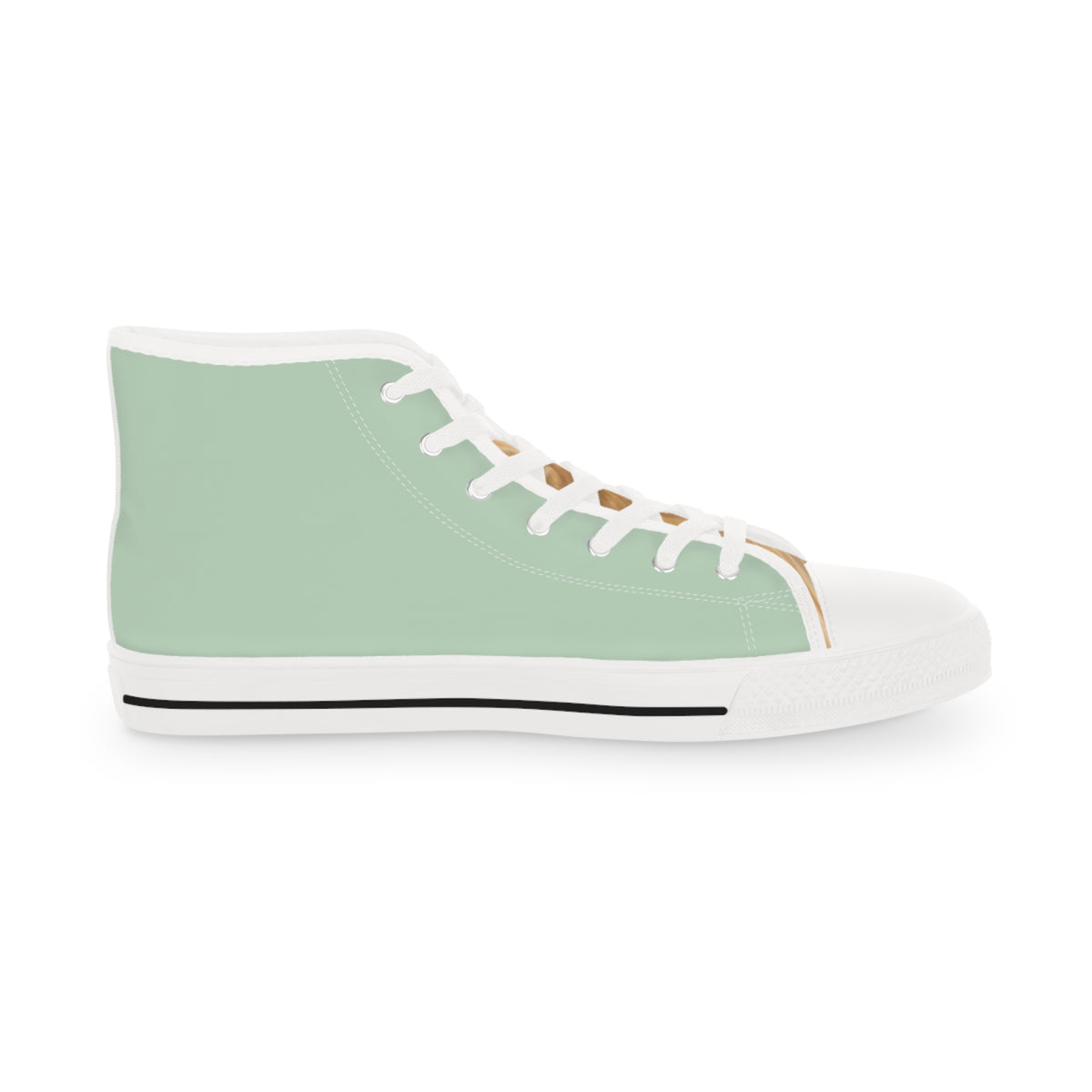 Corgi Classico Men's High-Top Sneakers - Watercolor Wiggler on Momo Mint Canvas with Flaxen Fawn Fur-Effect Tongues