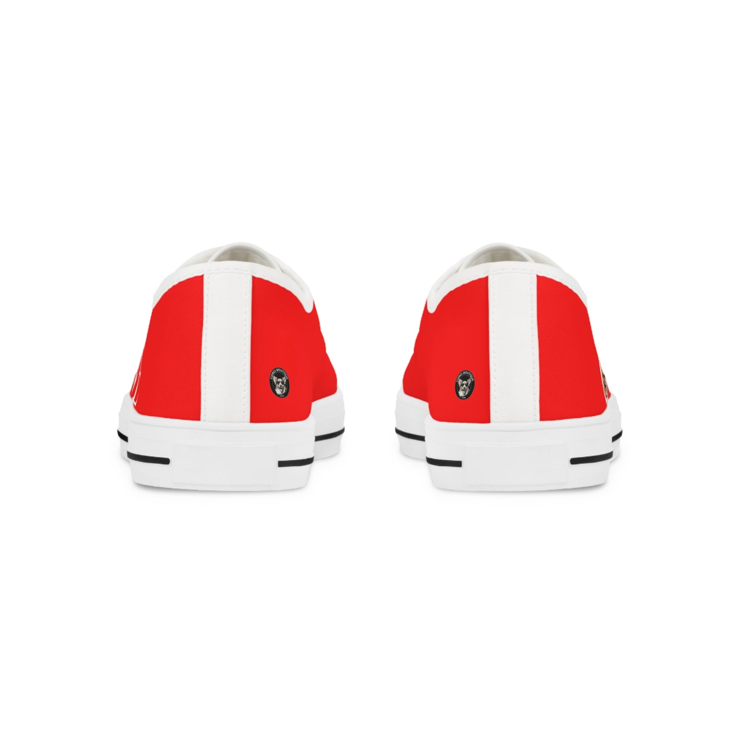 LOVE Corgi Women's Casual Sneakers on Red Canvas