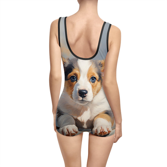 Puppy Portrait Vintage One-Piece