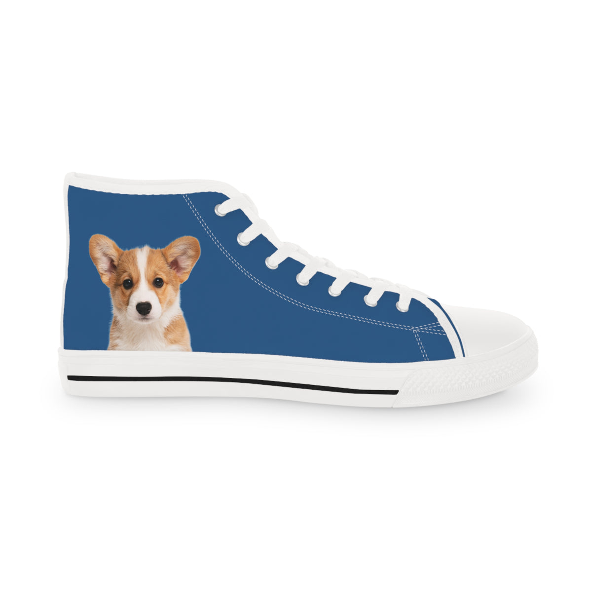 Ethereal Gaze Men's High-Top Sneakers - Corgi Kisser on Daytona Dusk Canvas
