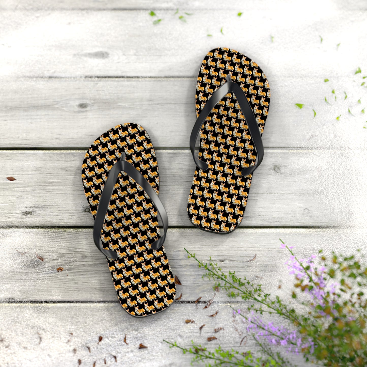 Corgi Mosaic Flip-Flops