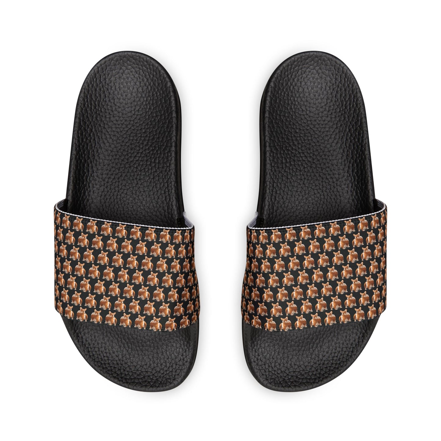 Corgi Contempt Mosaic Pattern Men's Black Slide Sandals - Casual Pool & Beach Slides