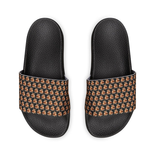 Corgi Contempt Mosaic Pattern Men's Black Slide Sandals - Casual Pool & Beach Slides