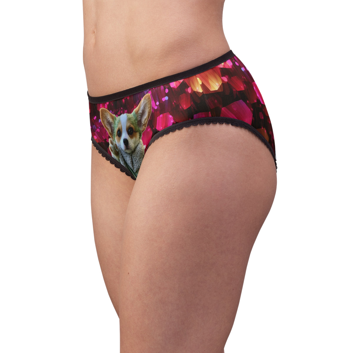 Baby Corgi Star Warrior Panties - Black Red & Purple Galaxy Glitter Undies