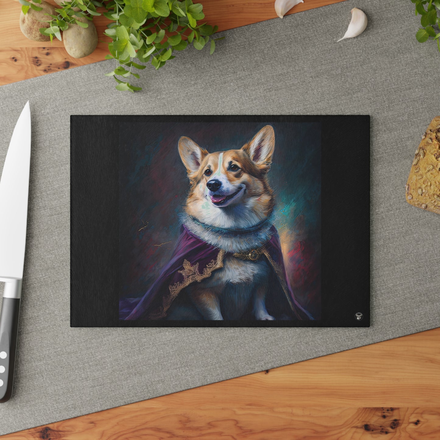 Corgi Royalty - Glass Cutting Board