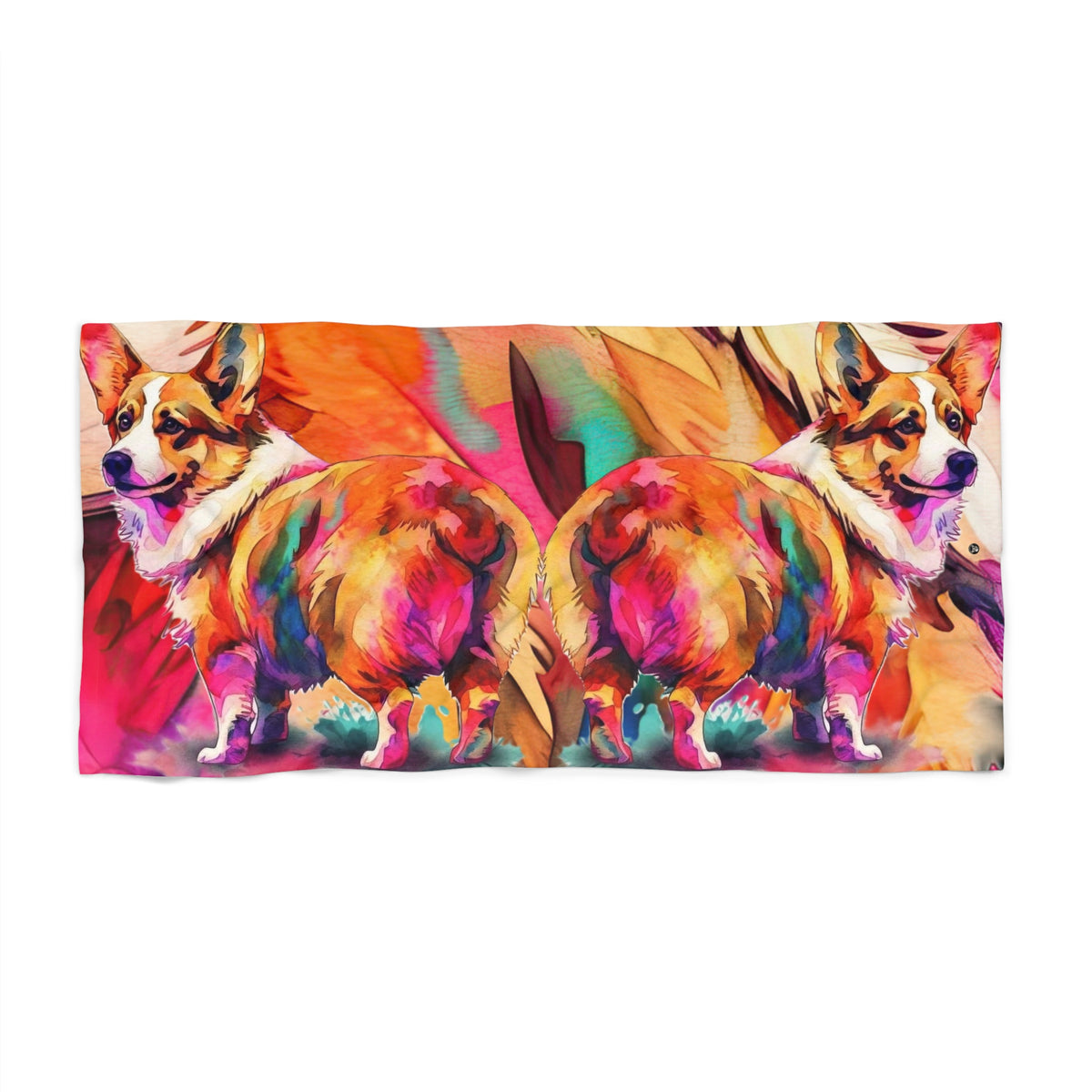Motley Corgi Beach Towel - Colorful Corgi Pool Wrap