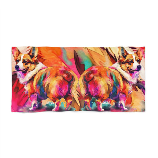 Motley Corgi Beach Towel - Colorful Corgi Pool Wrap